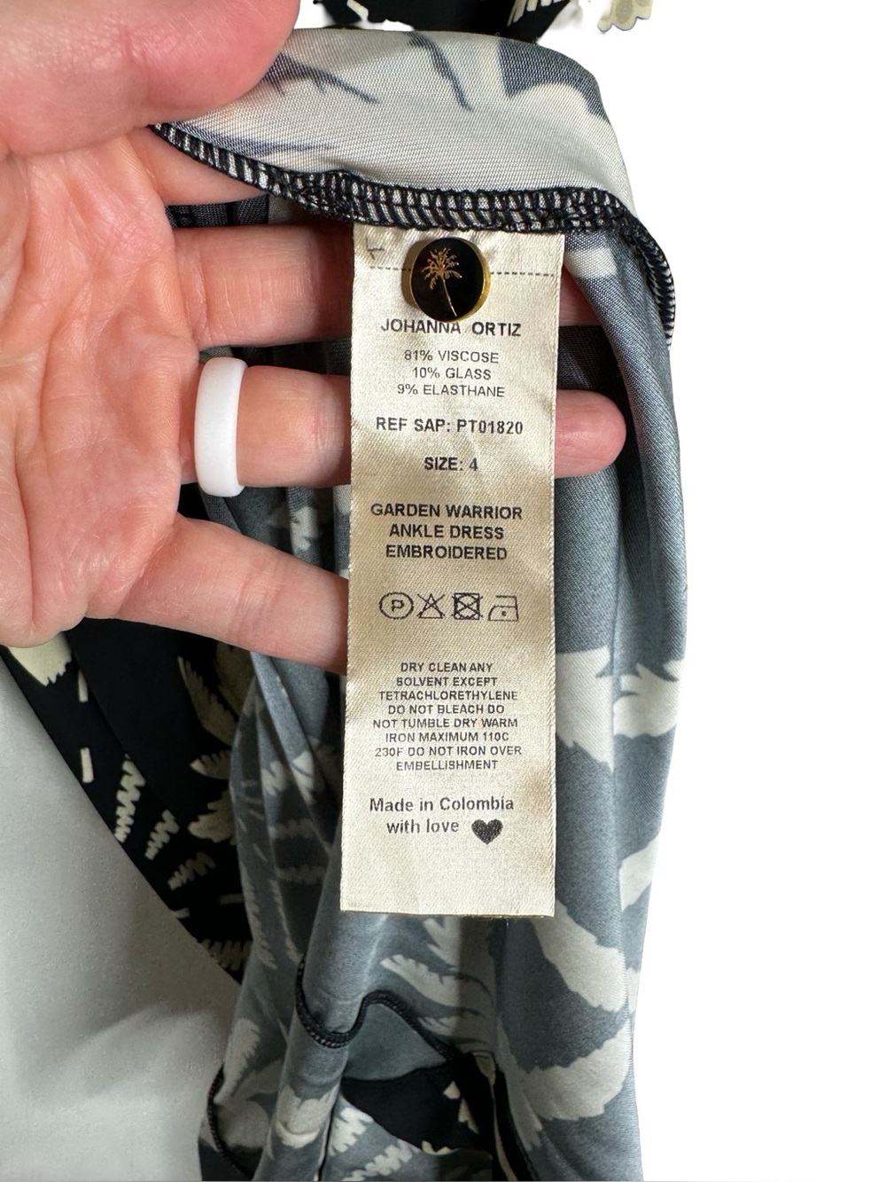 Johanna Ortiz | NWT Garden Warrior Ankle Dress Florals Black/Nude 4 - Picture 7 of 15